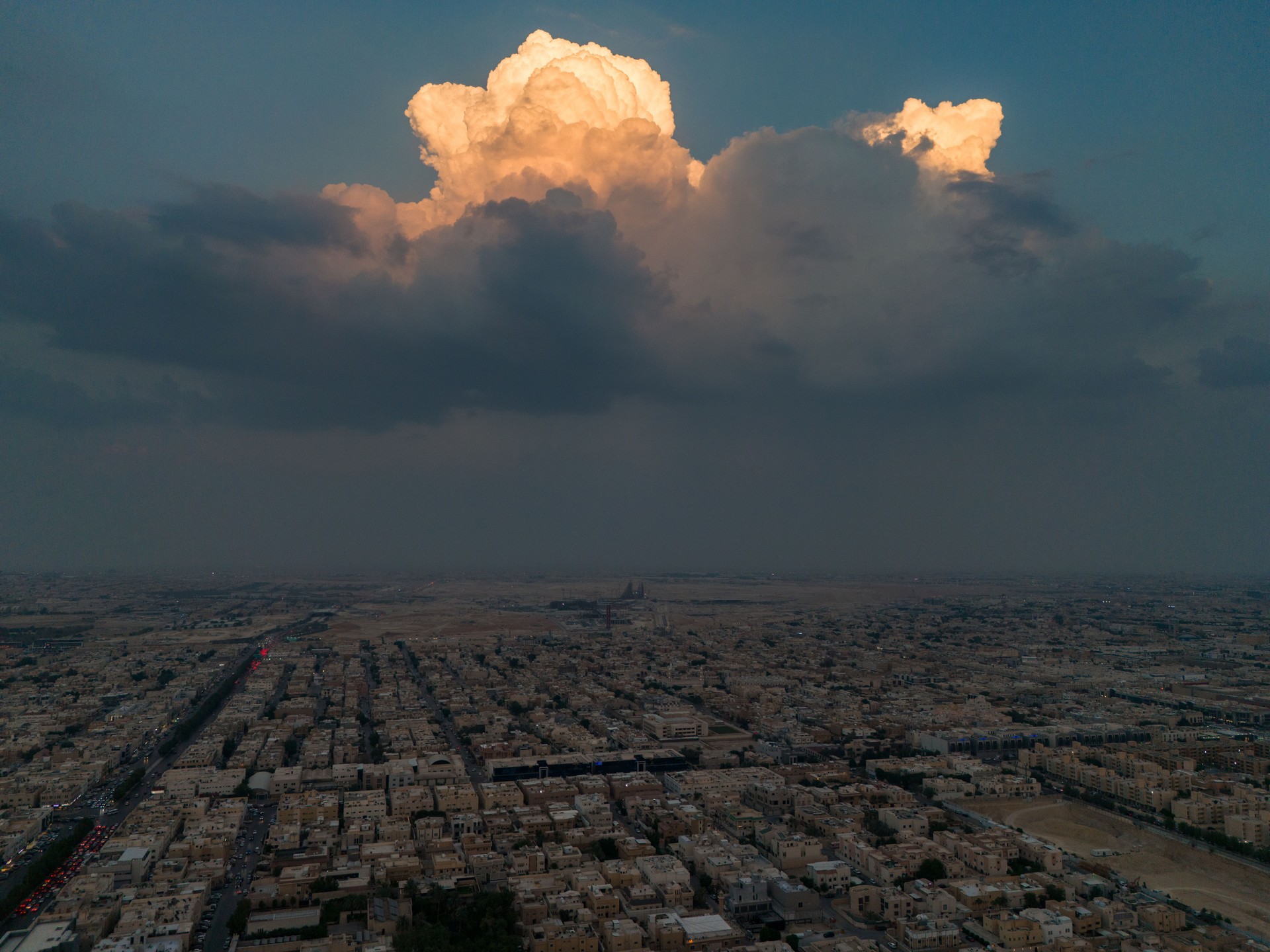 Drone shot flying. Saudi Arabia. Riyadh.