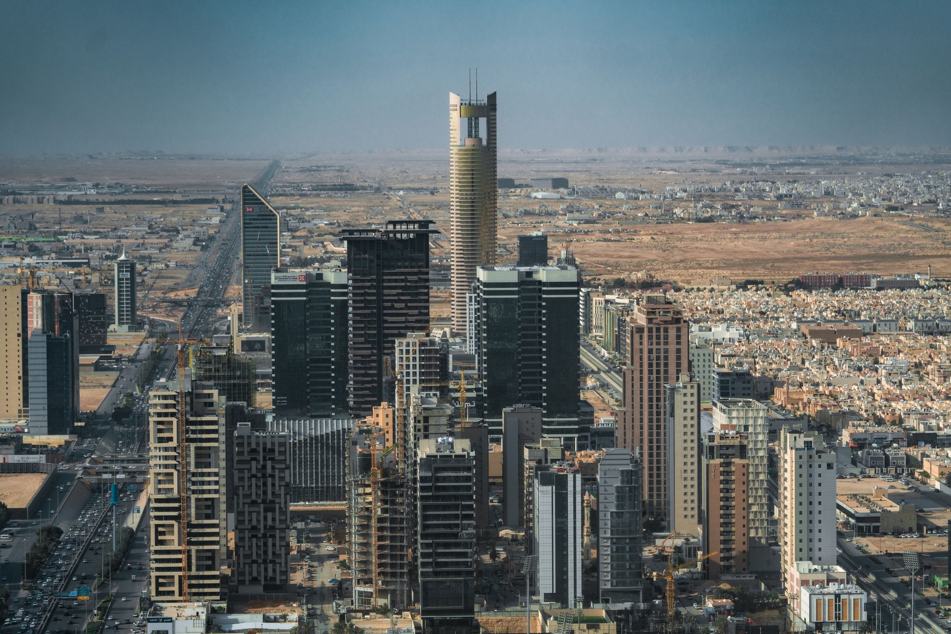 Majestic Riyadh City Skyline Under Clear Blue Skies